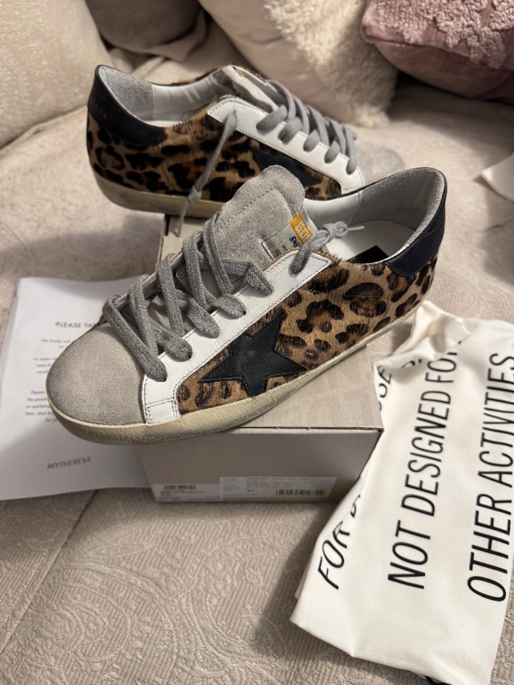 Golden Goose Super-Star Leopard Calf Hair Sneakers Size 37